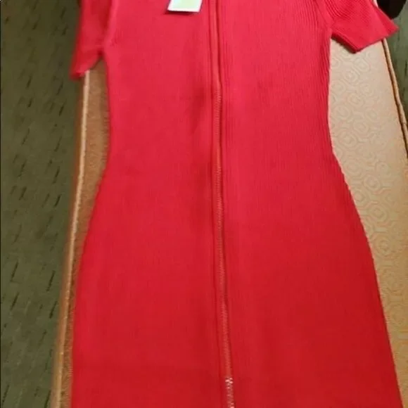 Michael Kors Logo Ribbed Mock MK neck zip size M - Picture 5 of 7